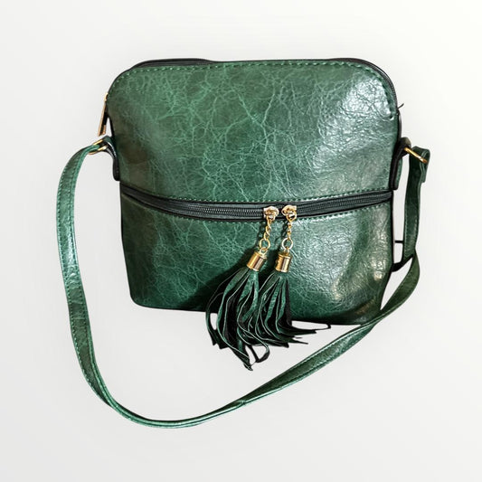 Bolso Crossbody con Borlas - Verde y Negro Disponibles
