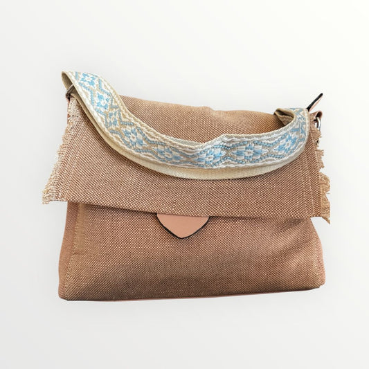 Bolso de Tela con Detalles Azules - Estilo Casual