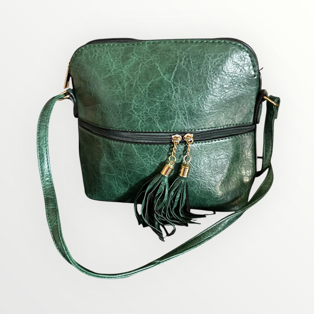 Bolso Crossbody con Borlas - Verde y Negro Disponibles